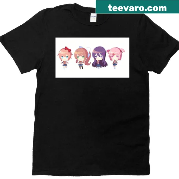 Kawaii T-shirt featuring Doki Doki girl sprites in cute illustrations