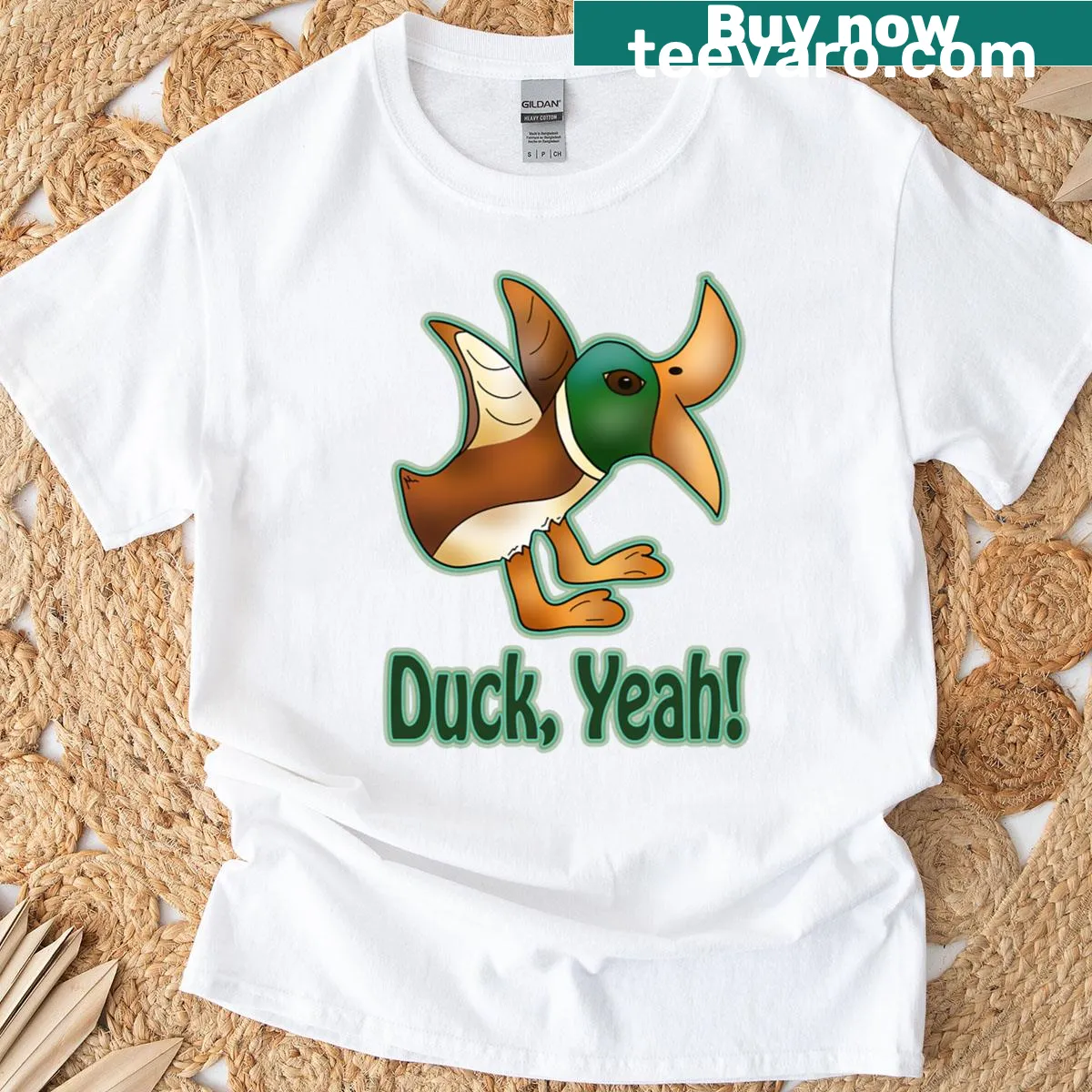 Duck Yeah t-shirt with playful typography — on a men's t-shirt