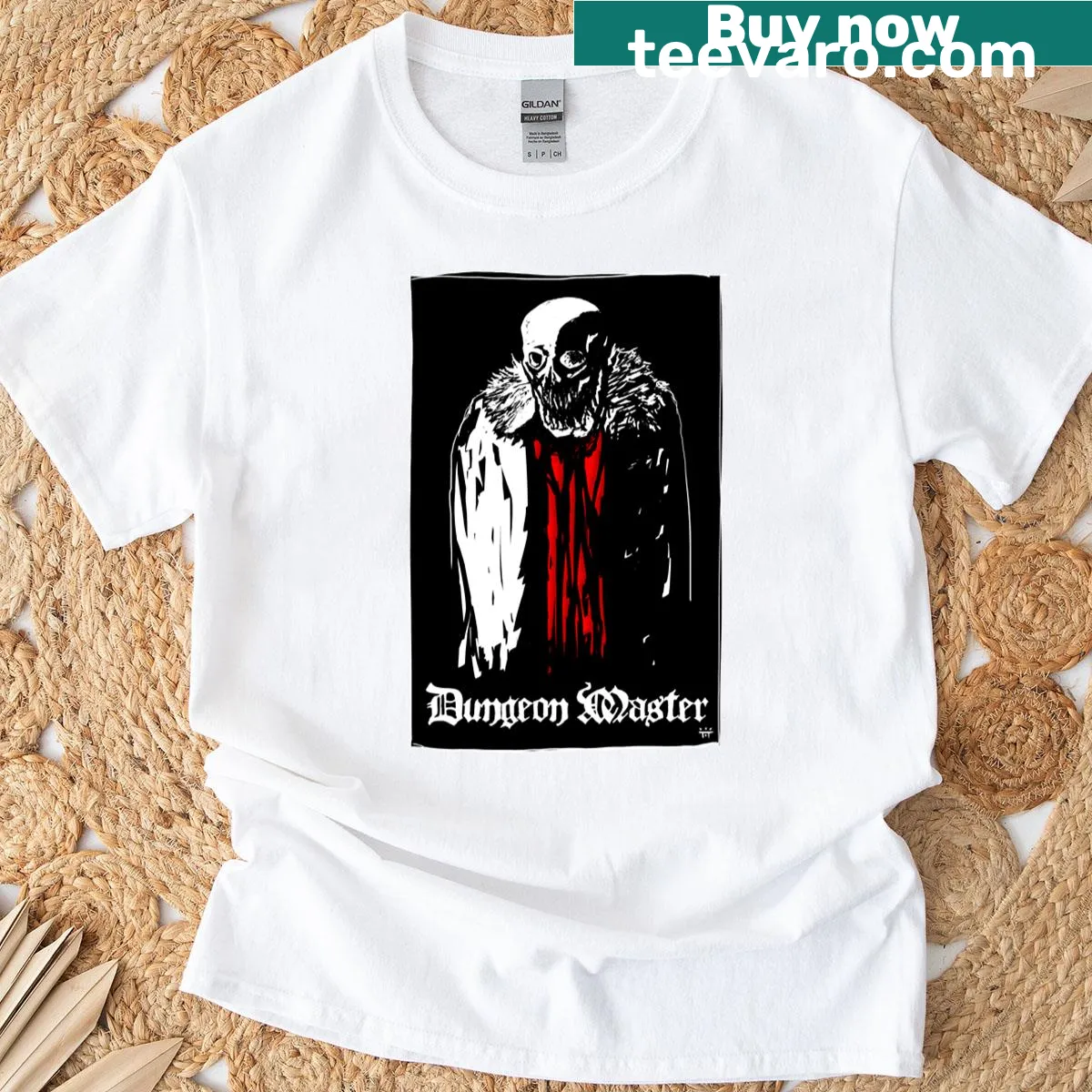 Dungeon Master t-shirt featuring RPG elements and illustrations — on a men's t-shirt