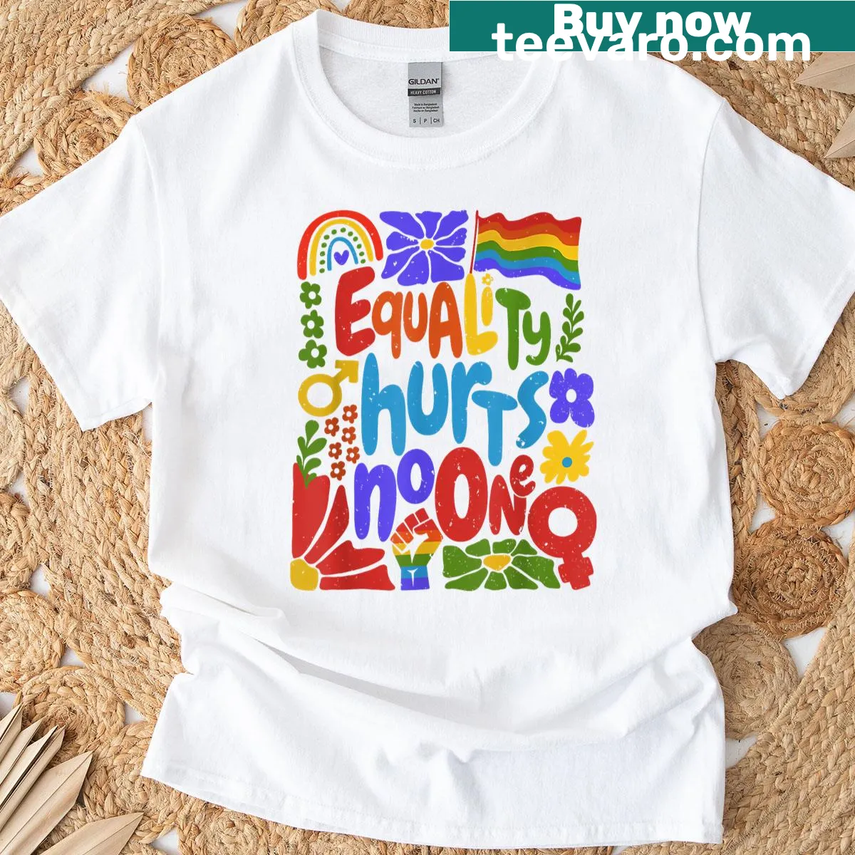 LGBTQ pride T-shirt with equality message — on a men's t-shirt