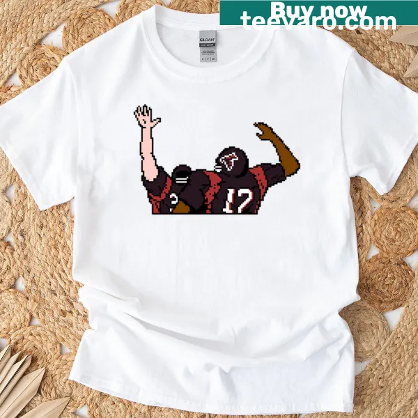 Vintage distressed t-shirt with a Falcons Tecmo Bowl graphic celebrating touchdowns