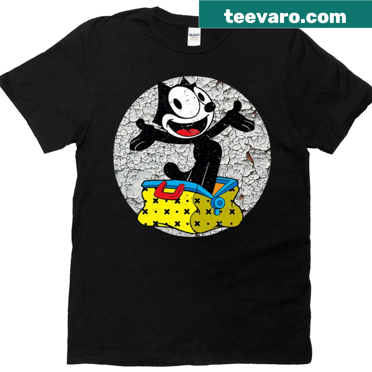 Cute illustration of Felix the cat on a t-shirt — on a men's t-shirt