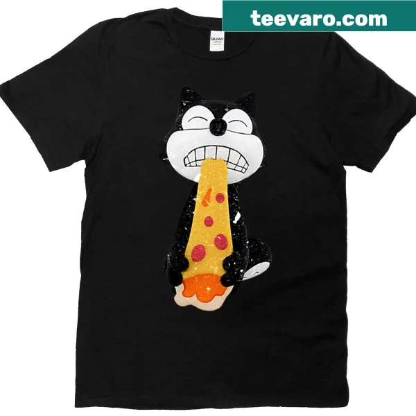 Felix the Cute Cat illustration on a T-shirt