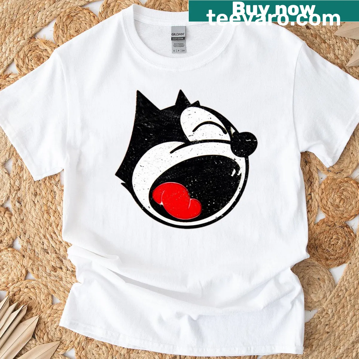 Cute T-shirt featuring Felix the Cat illustration — on a men's t-shirt