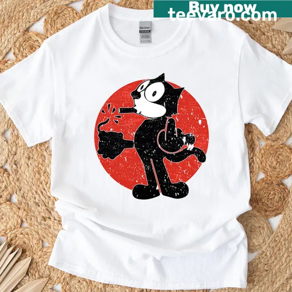 Illustration of Felix the cute cat on a t-shirt