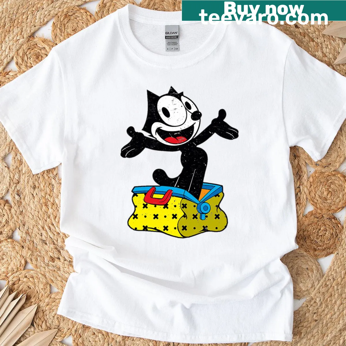 Cute T-shirt featuring Felix the Cat illustration — on a men's t-shirt