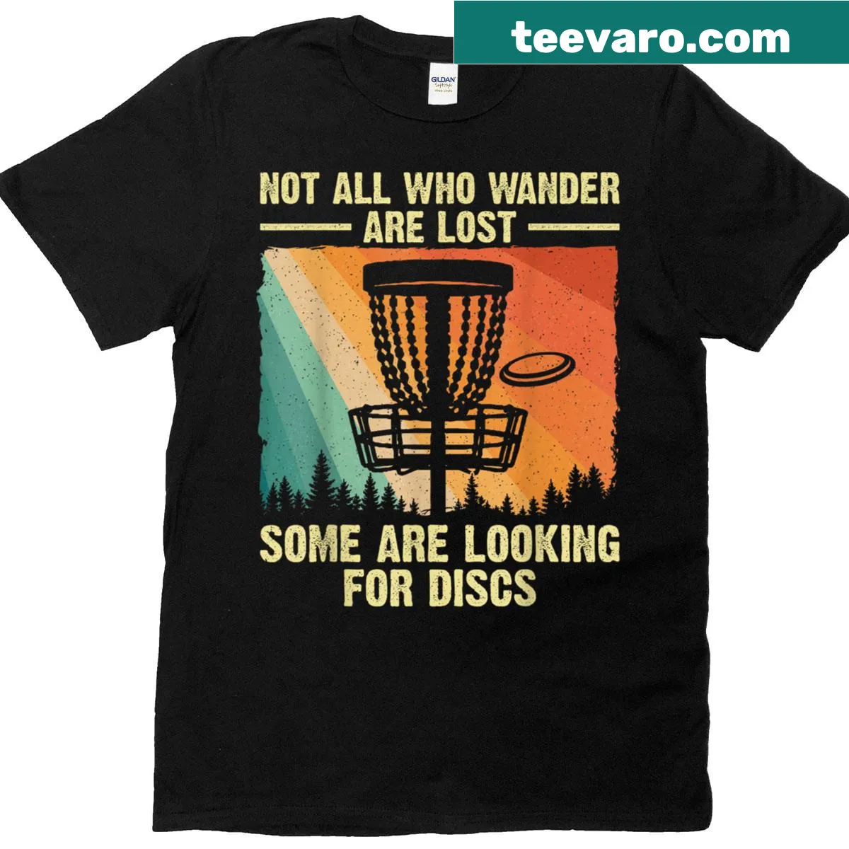 Humorous illustration of disc golf on a t-shirt — on a men's t-shirt