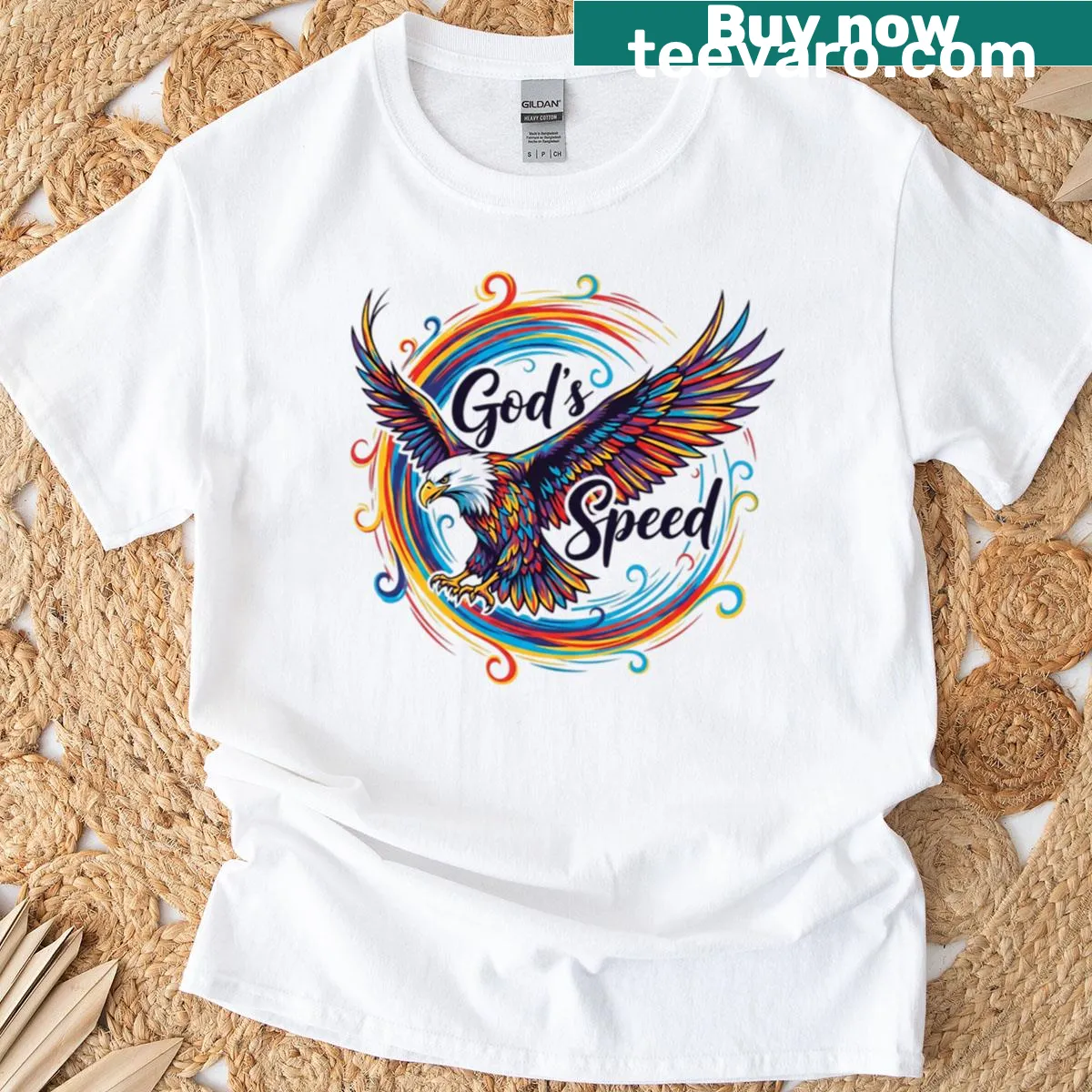 Eagle graphic T-shirt with motivational phrase — on a men's t-shirt
