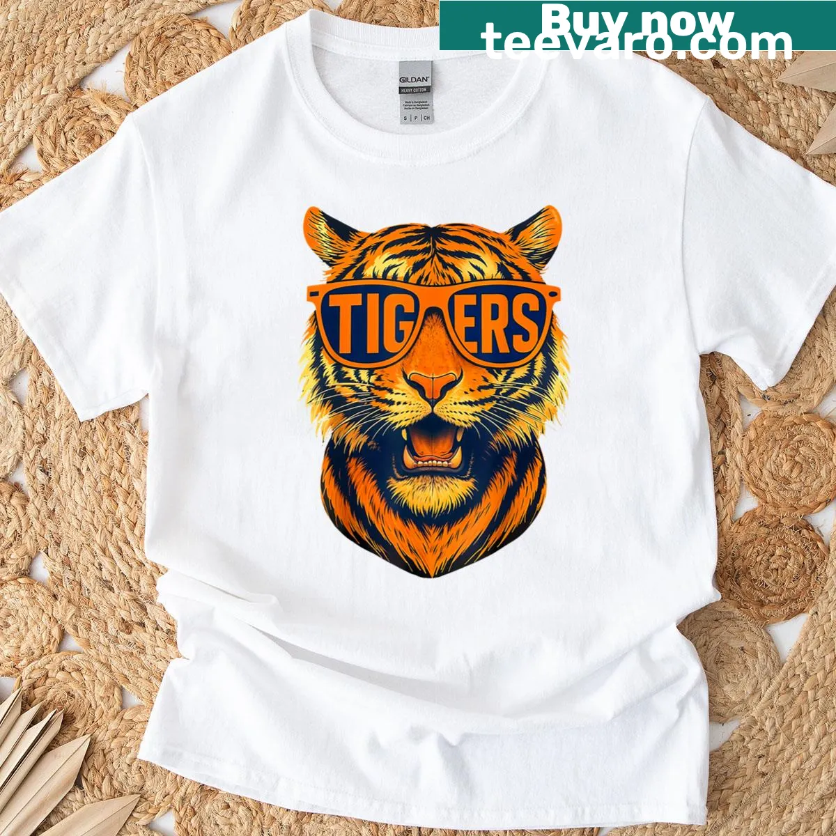 Funny tiger names graphic T-shirt — on a men's t-shirt