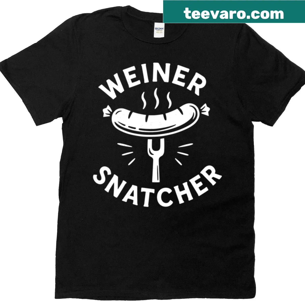 Humorous Grill Master Weiner Snatcher T-shirt with BBQ graphic — on a men's t-shirt