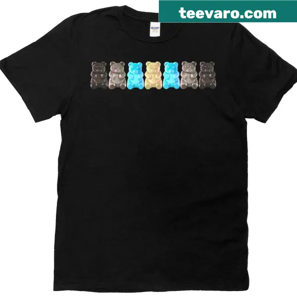 Cute T-shirt with cartoon gummy bears as cold pals