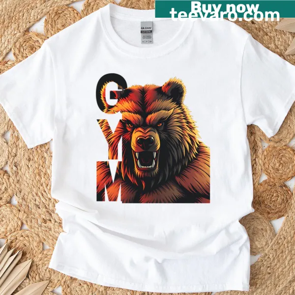 T-shirt featuring a powerful bear graphic for gym enthusiasts