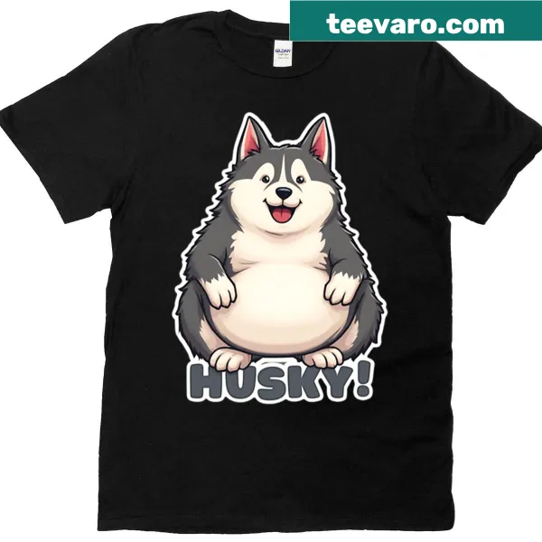 Cartoon Husky design on a T-shirt for dog lovers