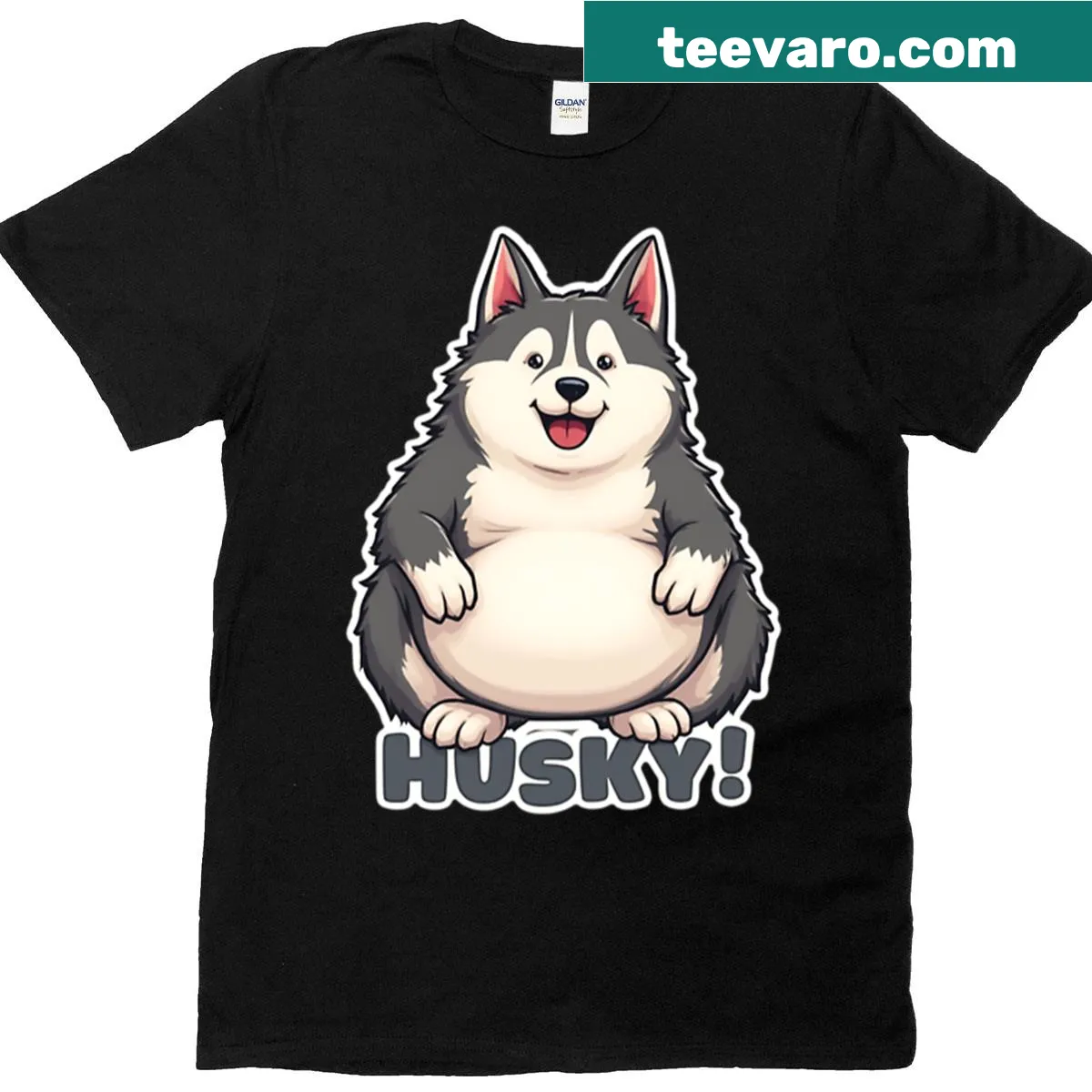 Cartoon Husky design on a T-shirt for dog lovers — on a men's t-shirt