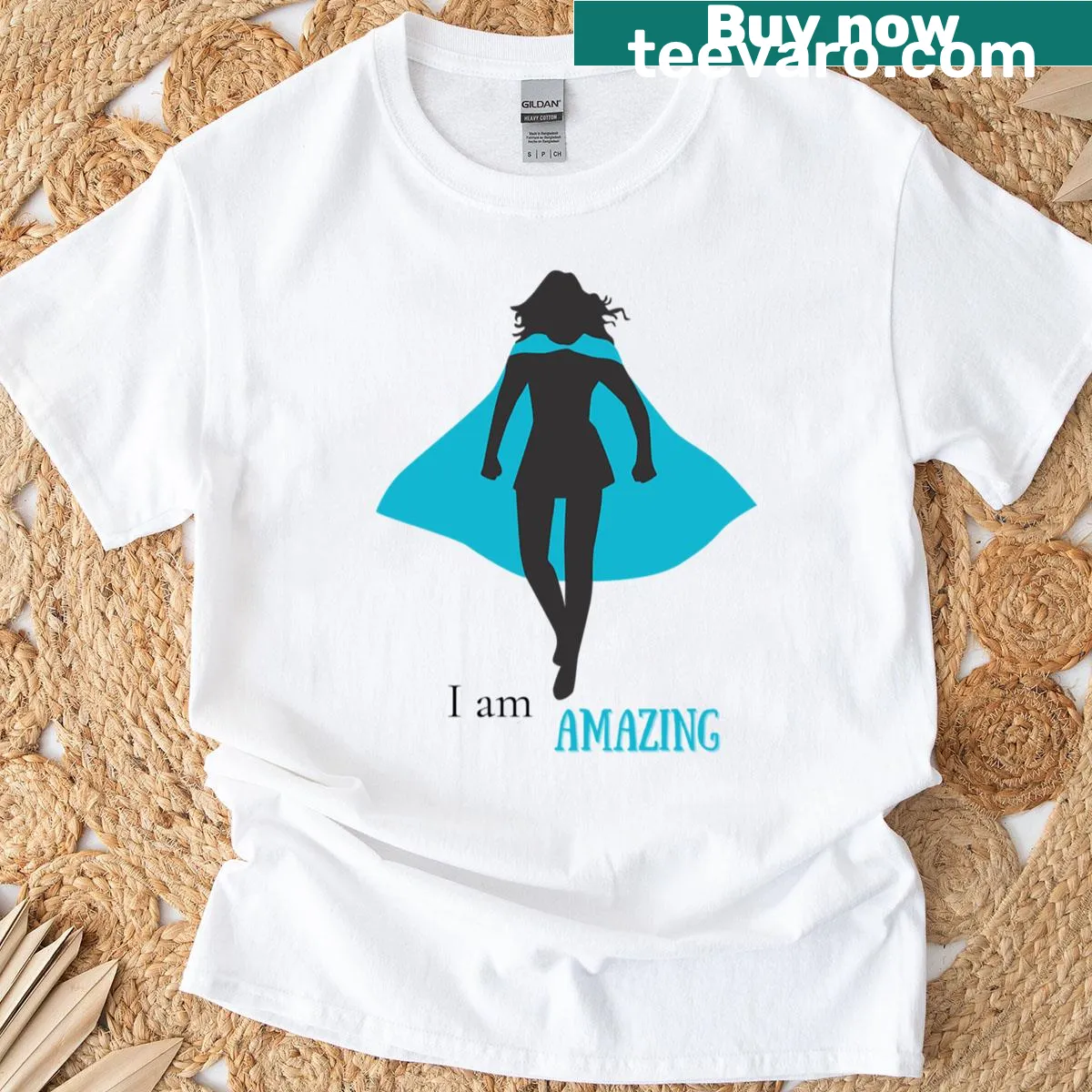 Superhero design emphasizing empowerment on a t-shirt — on a men's t-shirt