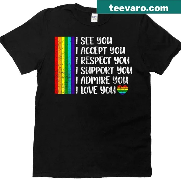 Inspirational T-shirt with rainbow pride flag and message of acceptance