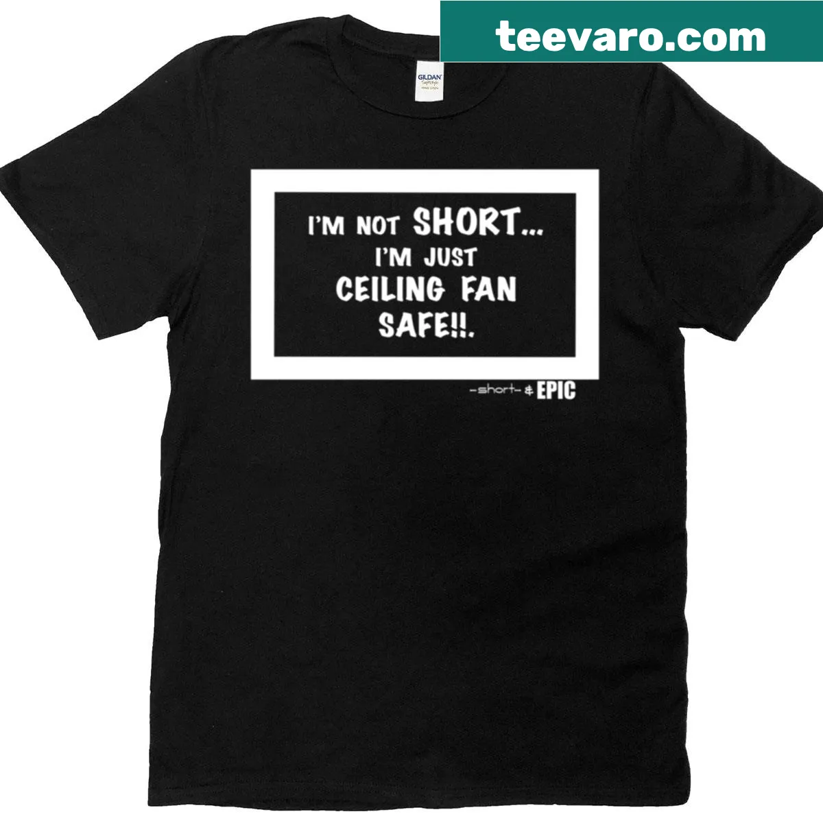 Funny t-shirt with a humorous saying about height — on a men's t-shirt