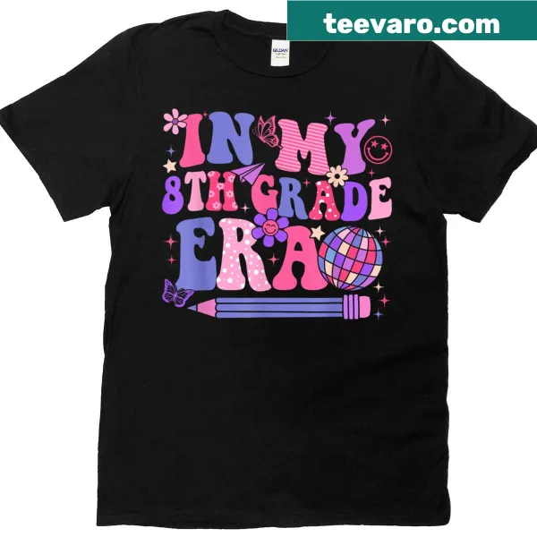 Eighth Grade Era teacher t-shirt with playful typography design
