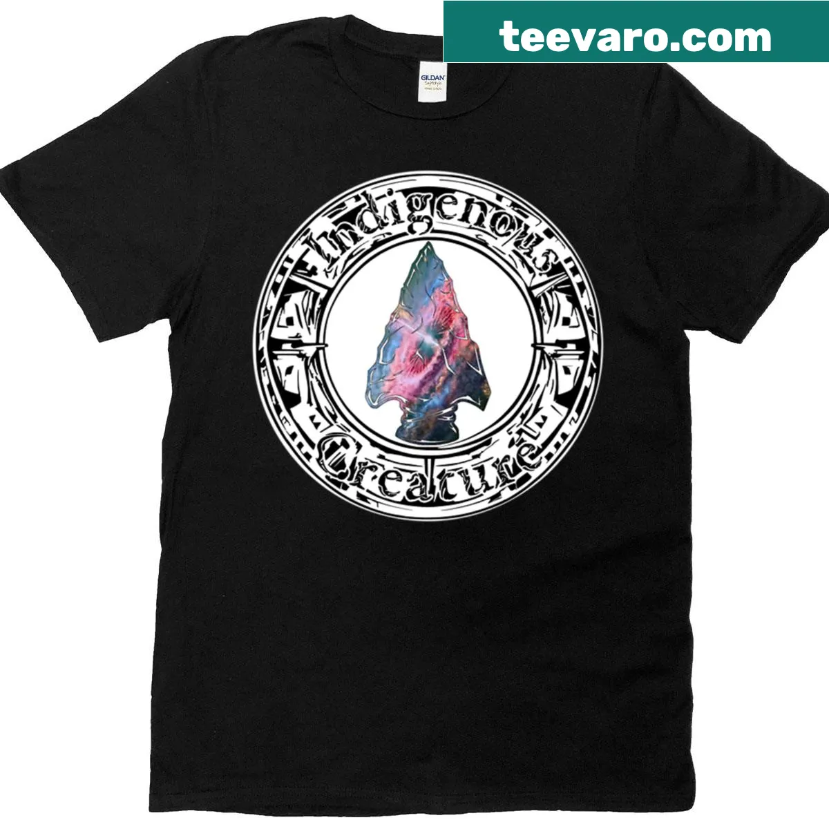 Illustration of an indigenous creature with cultural motifs on a t-shirt — on a men's t-shirt
