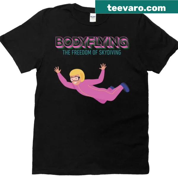 Fun T-shirt featuring an indoor skydiving design.