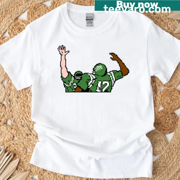 Illustration of a touchdown celebration from Tecmo Bowl