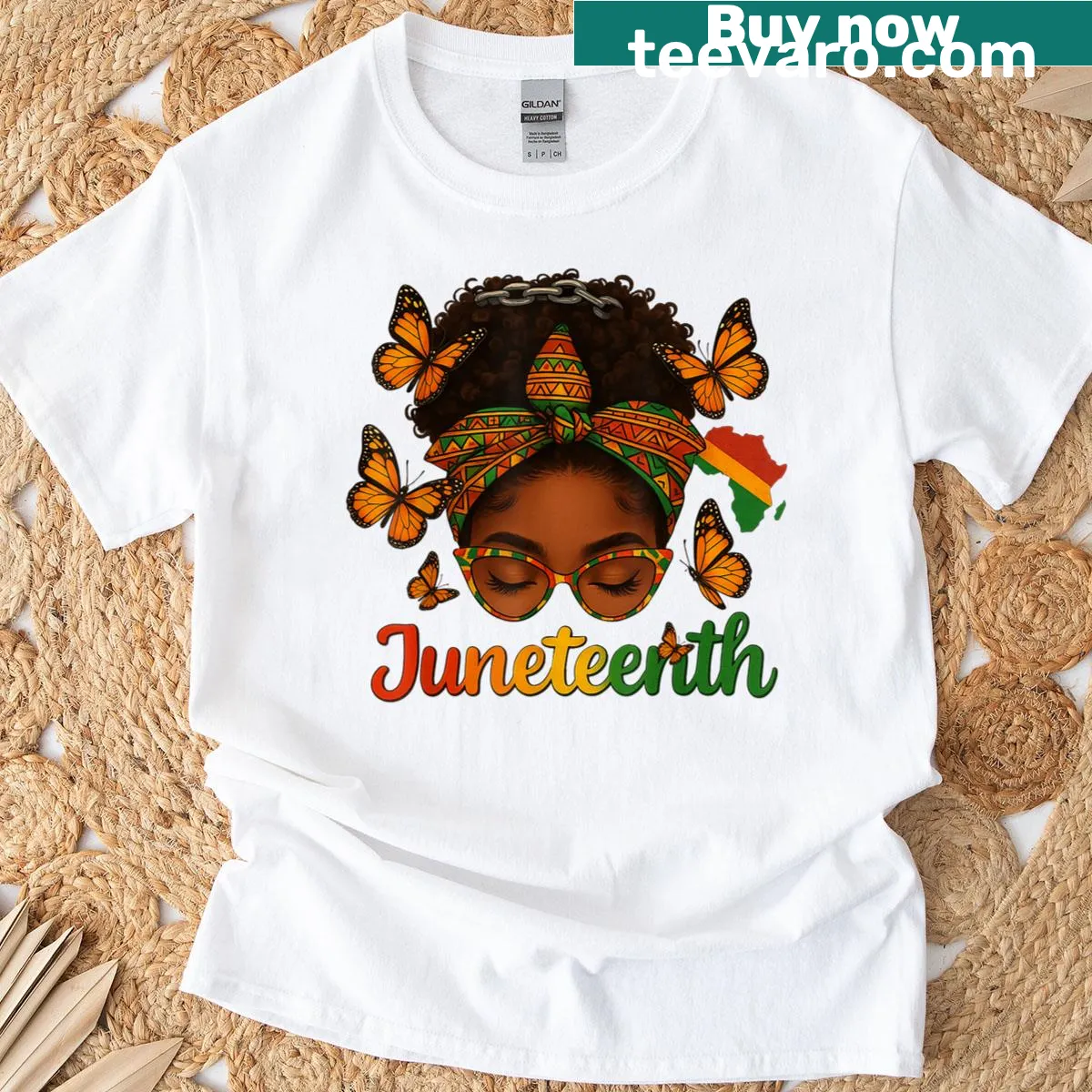 Typography design celebrating Juneteenth with 'Black Queen' — on a men's t-shirt