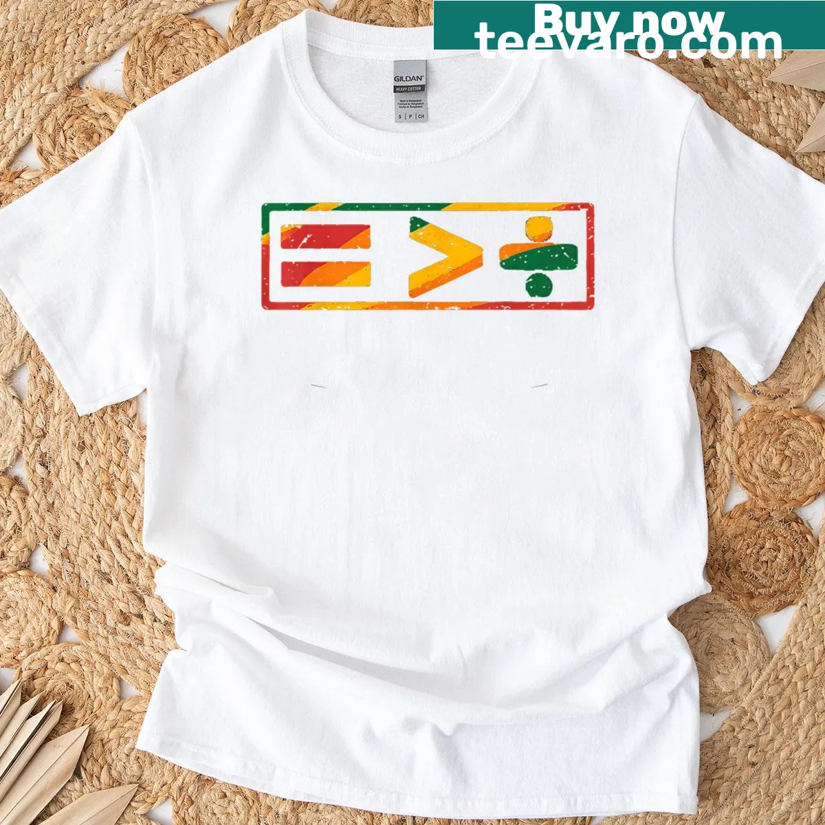Text 'Equality Is Greater Than Division' on a Juneteenth women's t-shirt — on a men's t-shirt