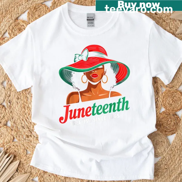 Bold text 'Free-ish Since 1865' on a women's Juneteenth t-shirt