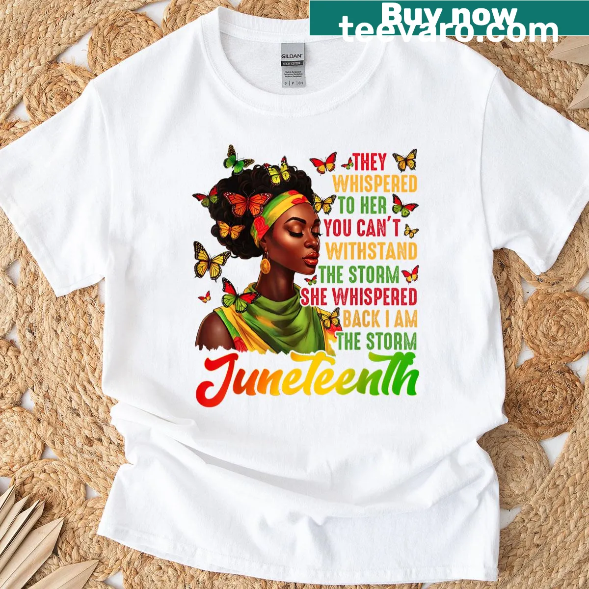 I Am The Storm graphic t-shirt celebrating Black freedom and Juneteenth — on a men's t-shirt