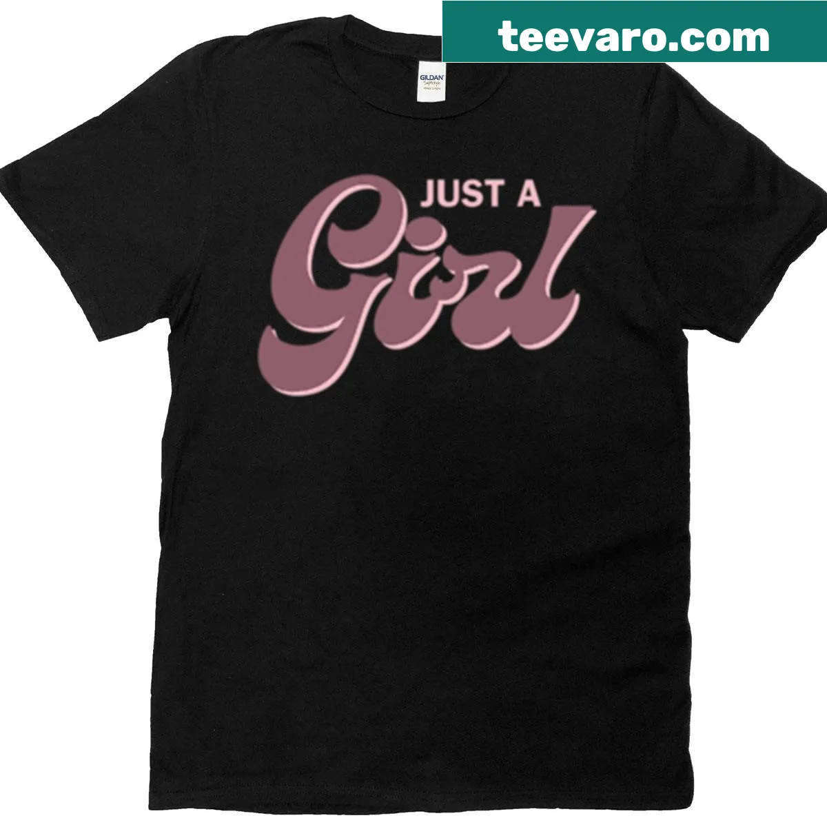 T-shirt celebrating girlhood with 'Just A Girl' text design. — on a men's t-shirt