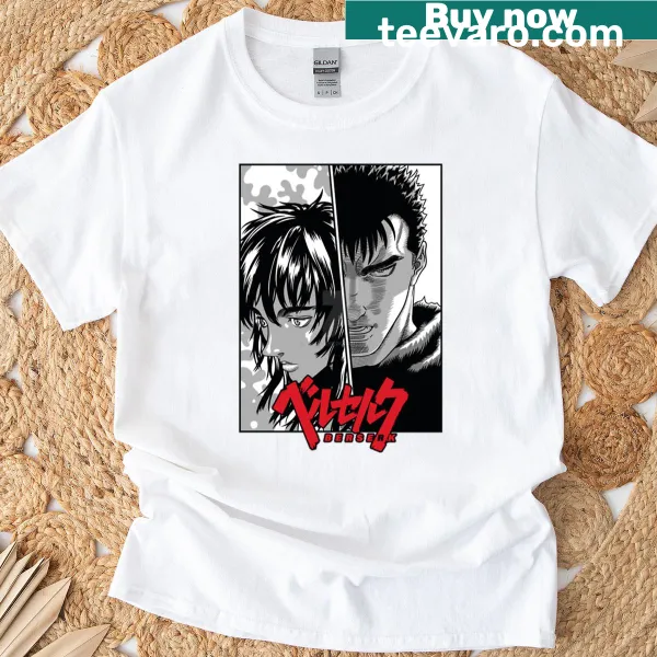 Illustration of a powerful swordsman with a sword on a t-shirt