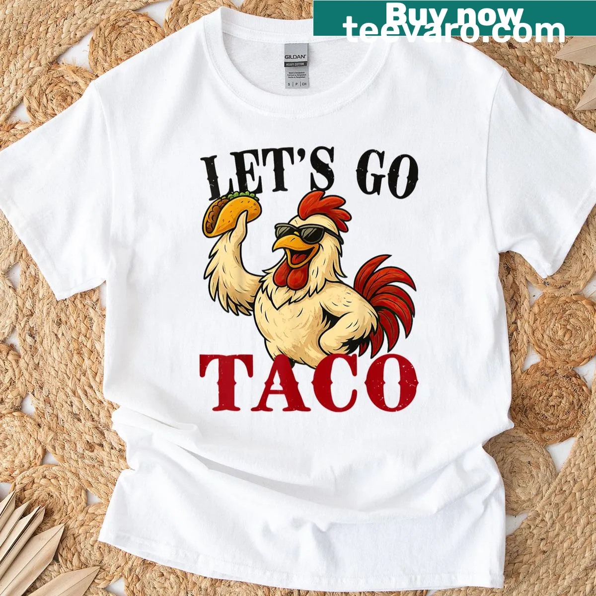 Retro vintage t-shirt featuring 'Let's Go Taco' in a distressed style — on a men's t-shirt