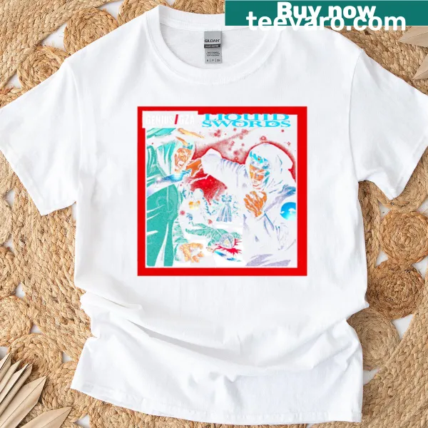 Illustrative t-shirt featuring a fantasy sword design.