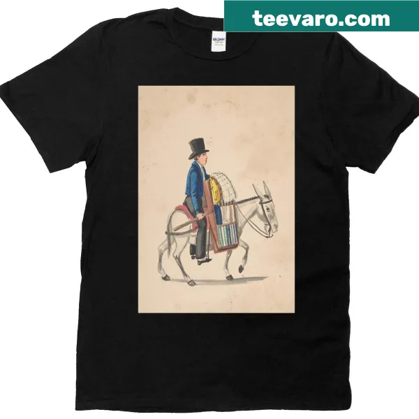 Illustration of a man riding a donkey from 1849