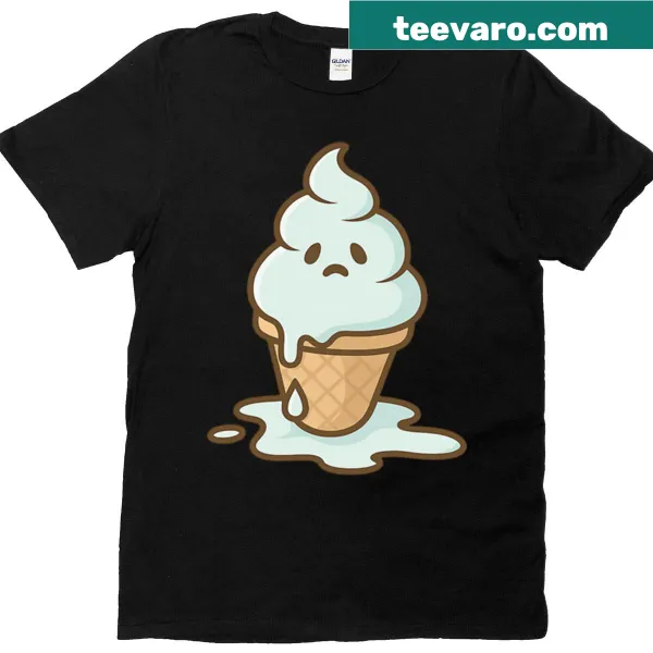 Kawaii melting ice cream ghost design on a T-shirt