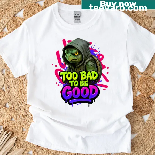 T-shirt featuring a neon hooded turtle design