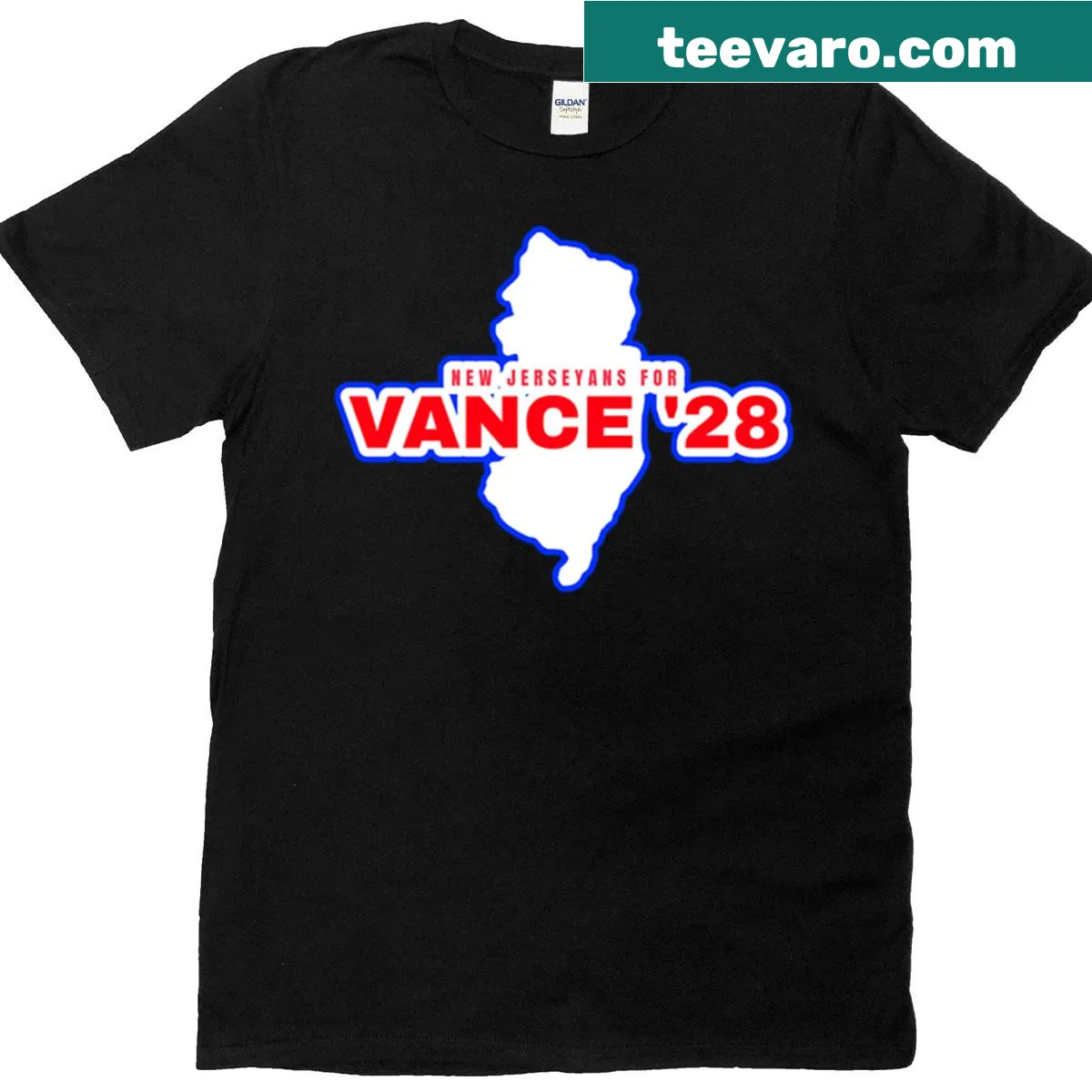 New Jerseyans For Vance 2028 political campaign t-shirt — on a men's t-shirt