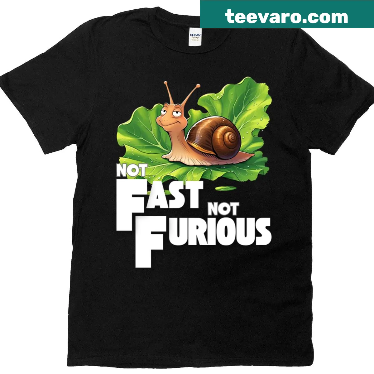 Playful text 'Not Fast Not Furious' on a t-shirt — on a men's t-shirt