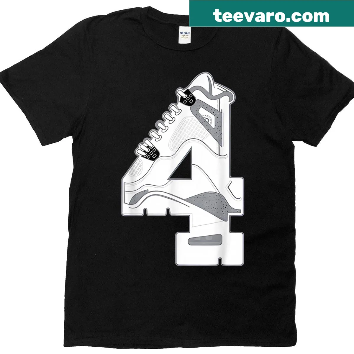 Number 4 White Cement 4s matching tee with a bold graphic design — on a men's t-shirt