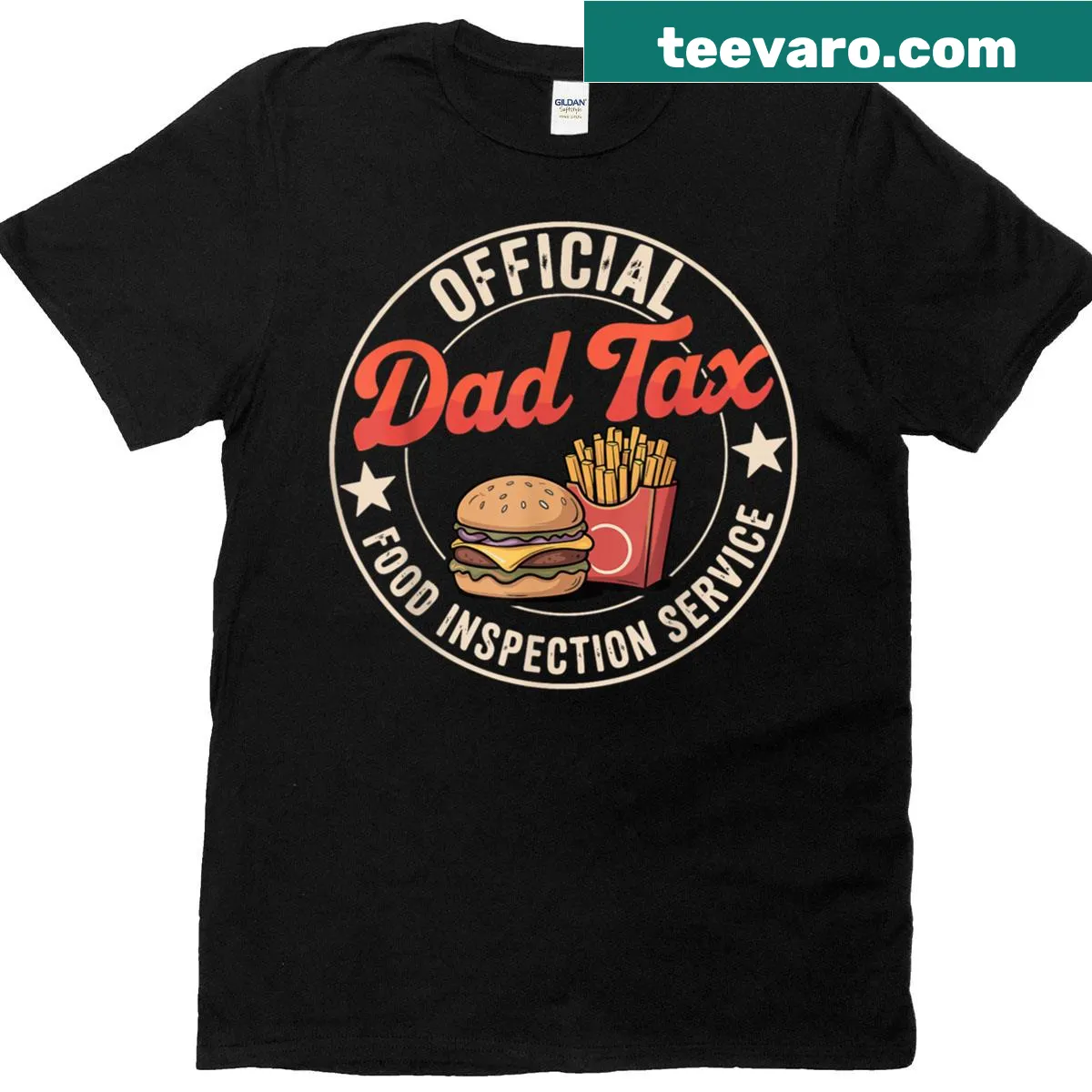 Retro vintage Dad Tax food inspection service t-shirt — on a men's t-shirt