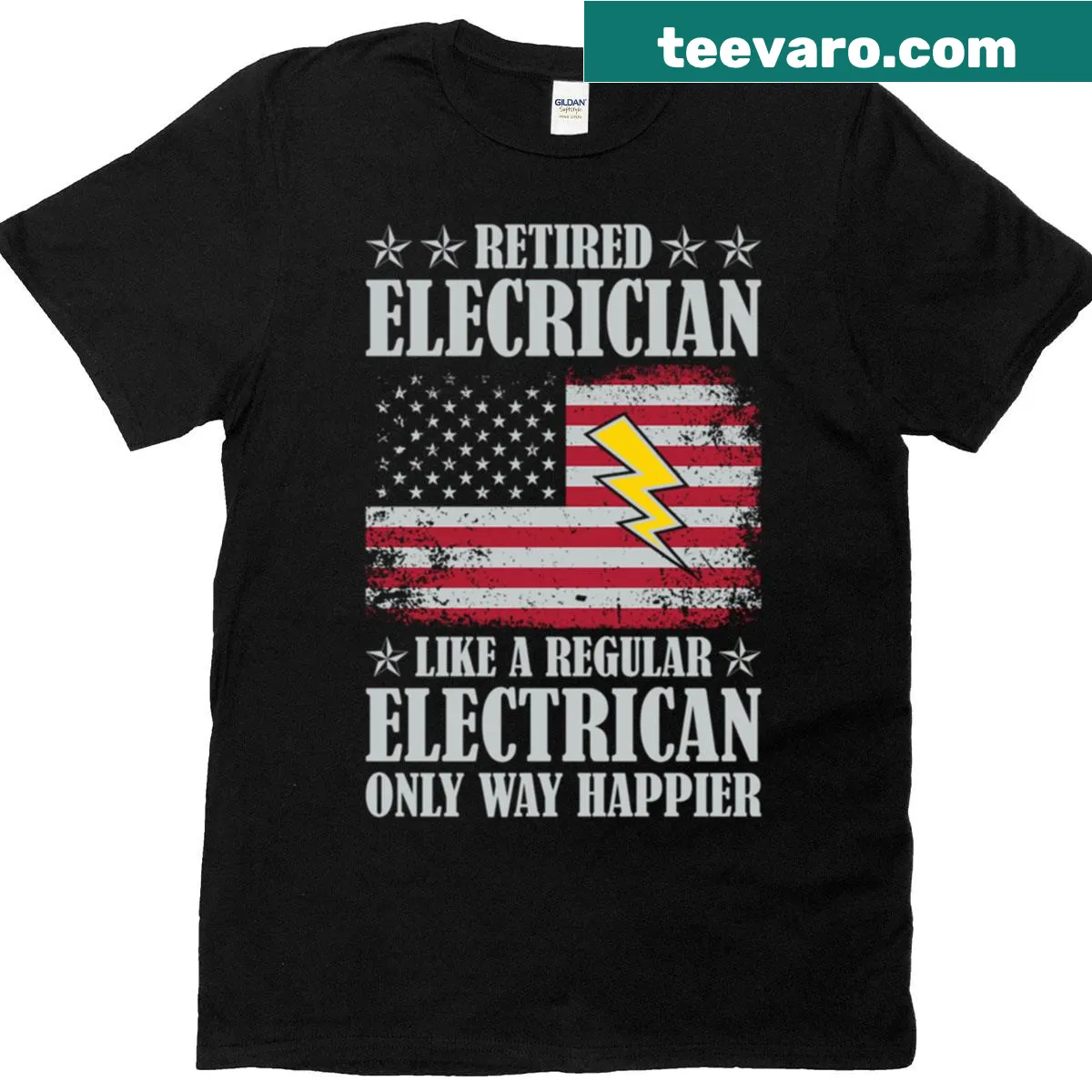 Retirement t-shirt for electricians with sentimental typography — on a men's t-shirt