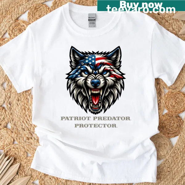 Patriot themed T-shirt with bold protector text design.