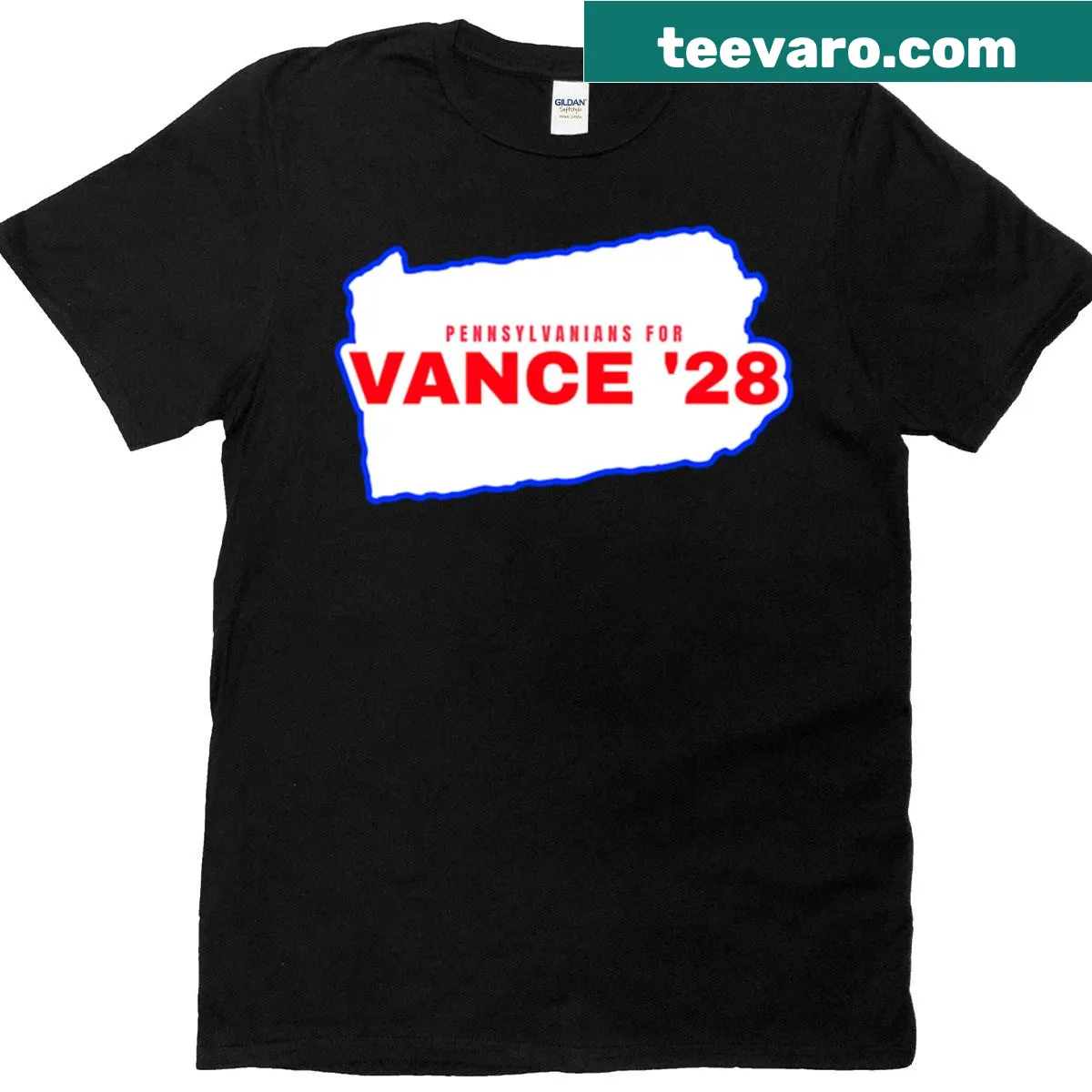 Bold typography t-shirt supporting Vance for president in 2028 — on a men's t-shirt
