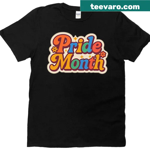 Vintage-style T-shirt with retro floral design for Pride Month