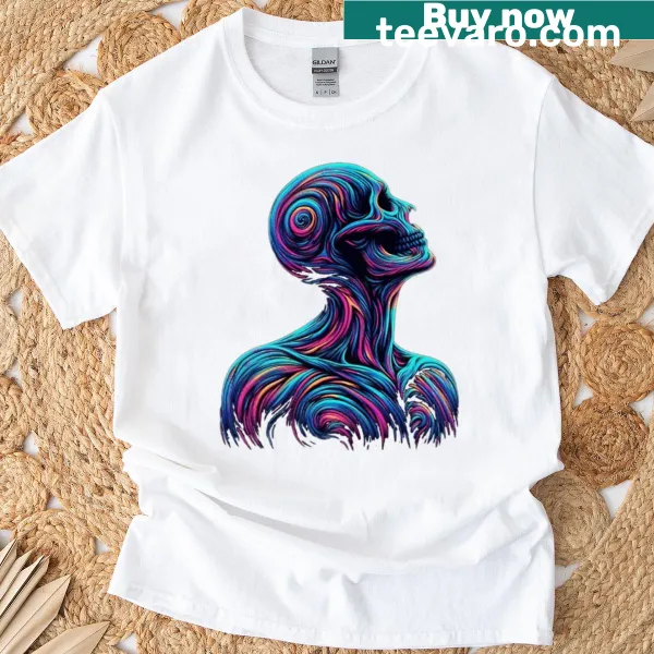 Abstract skull design T-shirt with psychedelic themes