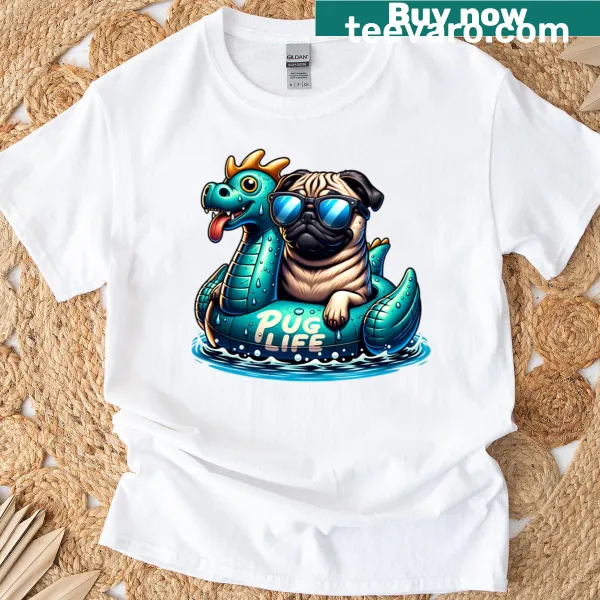 Funny T-shirt featuring a playful 'Pug Life' design with a cute pug illustration.