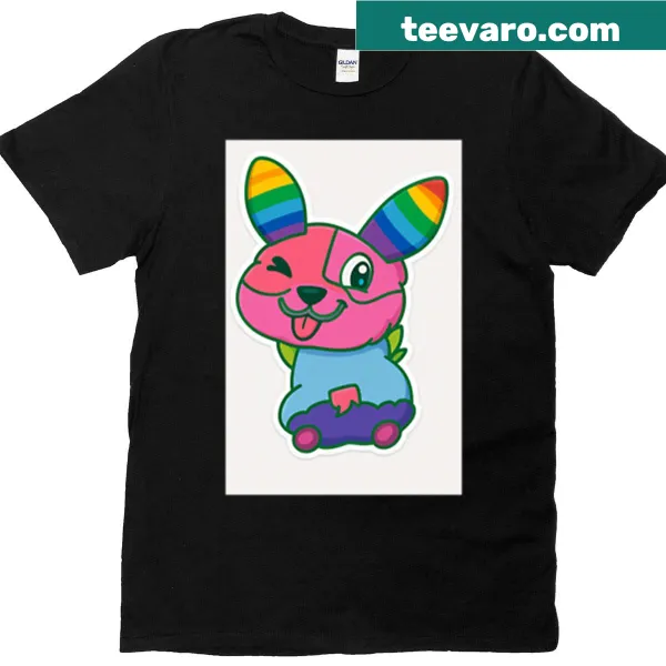 Cartoon corgi with rainbow elements on a T-shirt