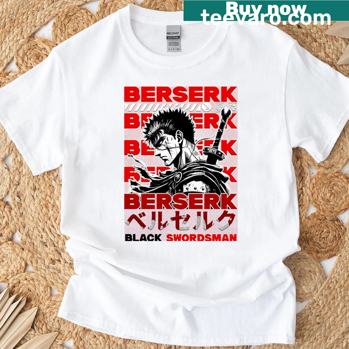 Retro 90s fighting anime illustrated T-shirt — on a men's t-shirt