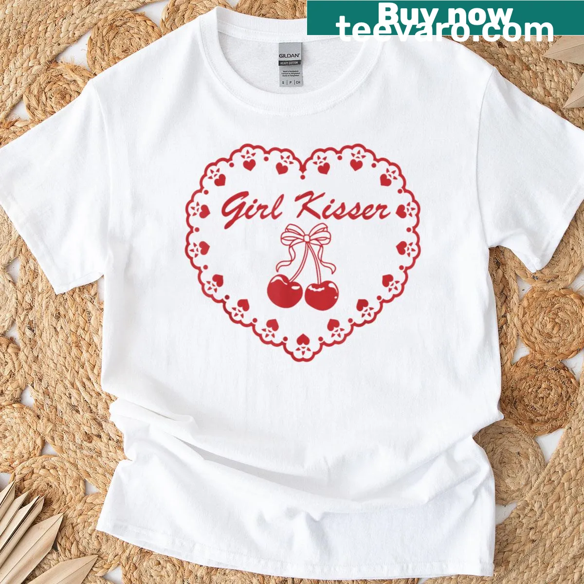 Playful design celebrating love with hearts and lips — on a men's t-shirt