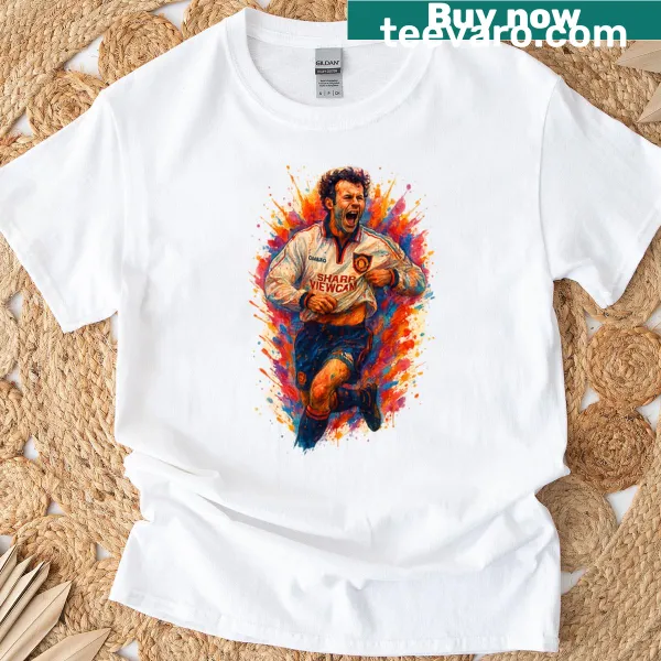 Unique splash art T-shirt featuring Ryan Giggs with dynamic colors